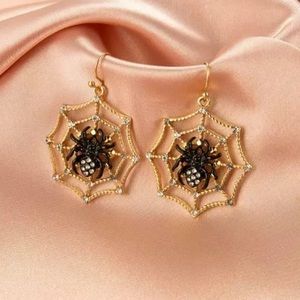 Spider in a web Rhinestone Dangle/Drop Earrings.